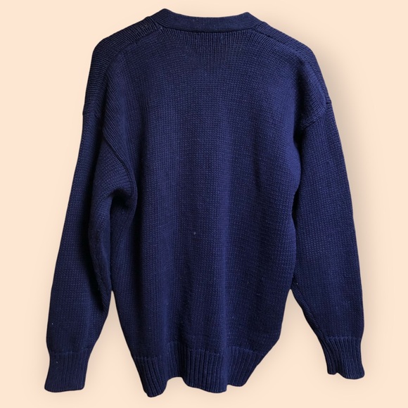 Vintage 80s/90s Just Sasha Navy Blue Retro Argyle Cardigan Sweater Golf Women L - Picture 9 of 10